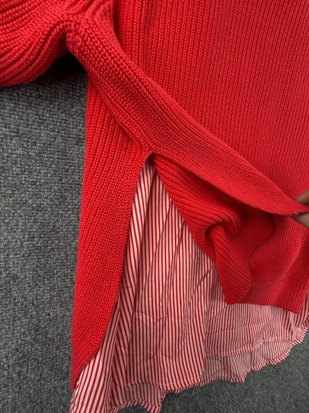 Lauren Ralph Lauren Women Preppy Shirt Lined Sweater Red Orange Large Preppy